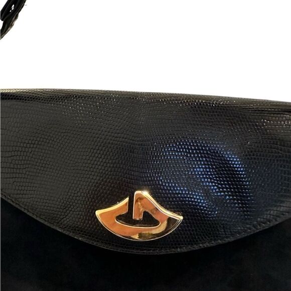 Gucci vintage elegant suede and crocodile skin shoulder bag - Picture 13 of 16
